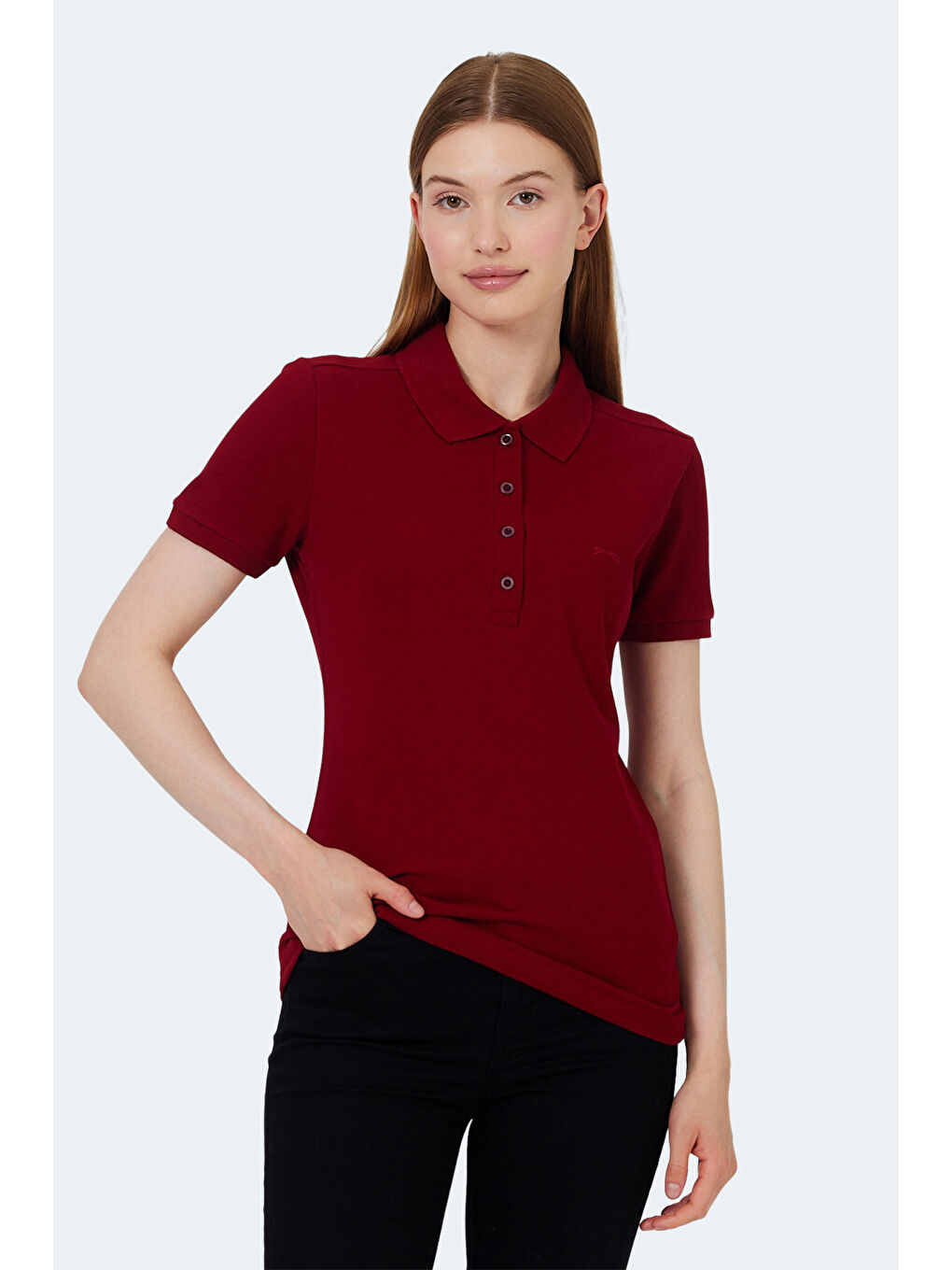 VERA I Kadın Polo Yaka Bordo Tişört-4