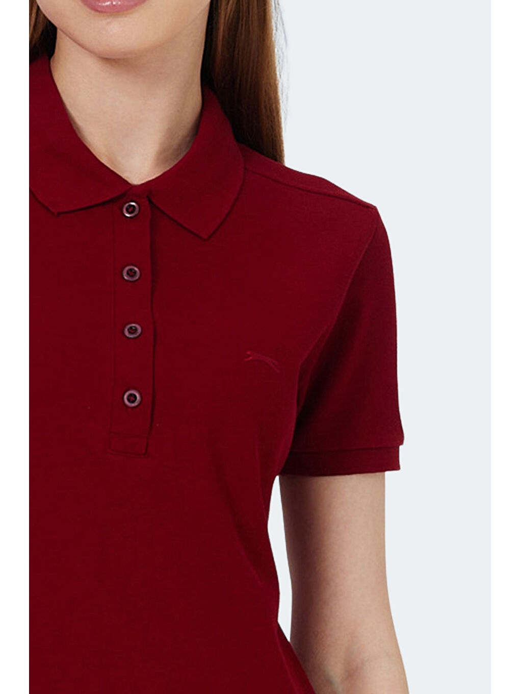 VERA I Kadın Polo Yaka Bordo Tişört-5