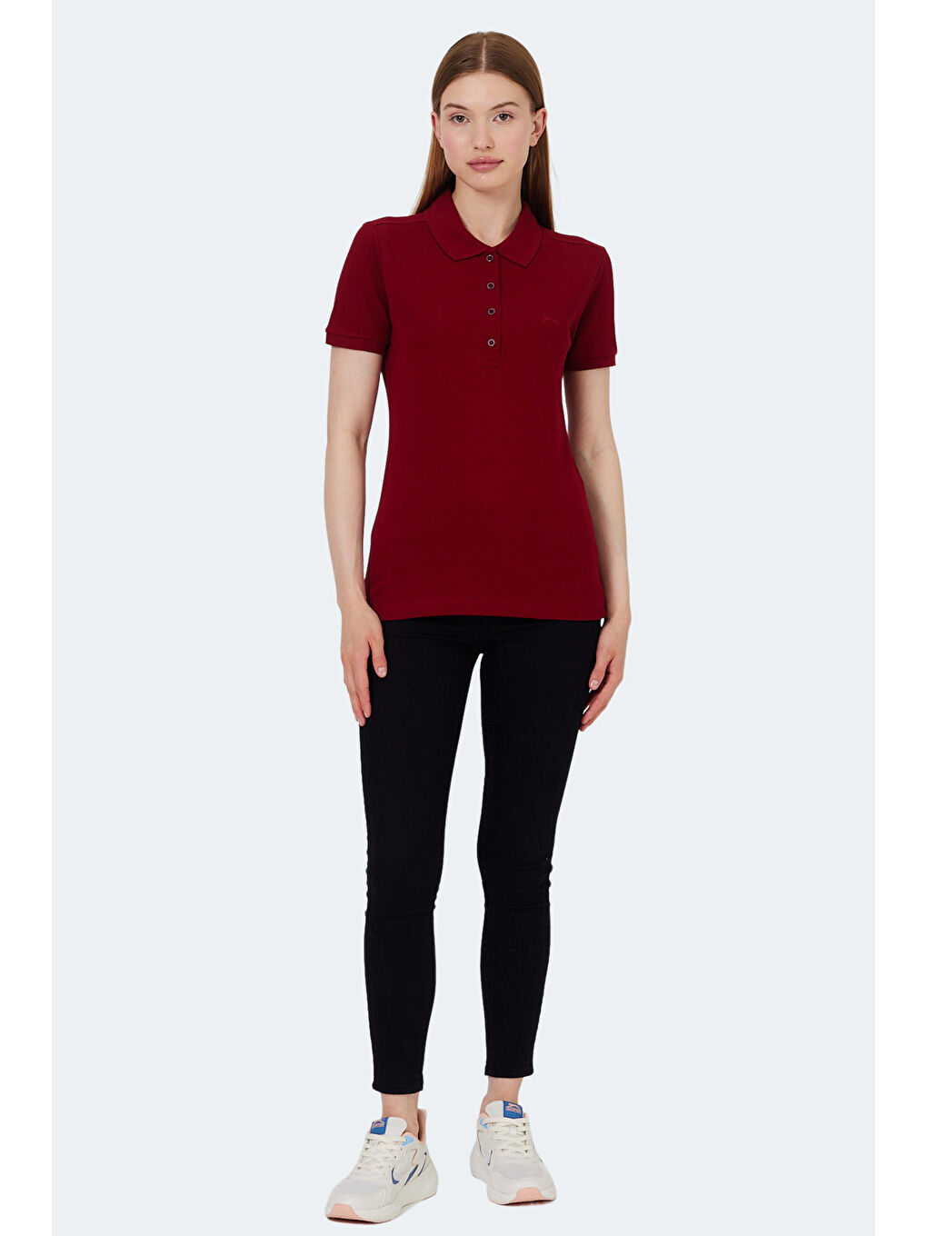 VERA I Kadın Polo Yaka Bordo Tişört-6