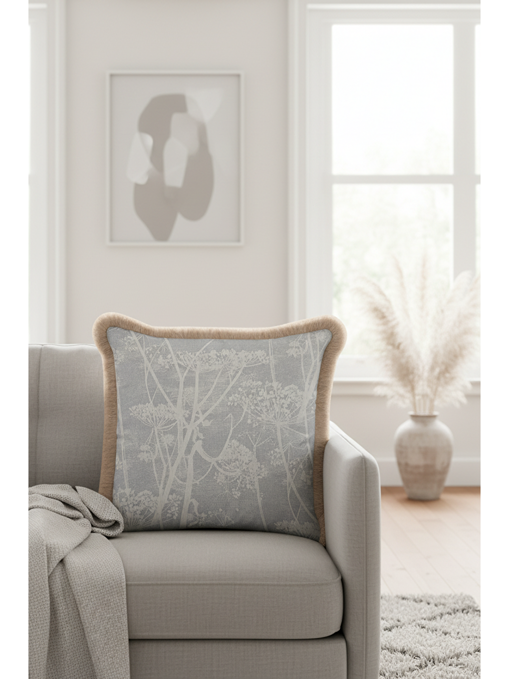 Karışık Zamansız Elegance Saçaklı Yastık Kılıfı - Doğal Botanik İskandinav Gri Bej Püsküllü Kırlent Kılıfı