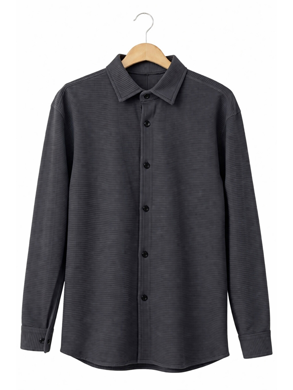 Siyah Erkek Çocuk Modern Kesim Beyaz Polyester Basic Gömlek Ak8789-1