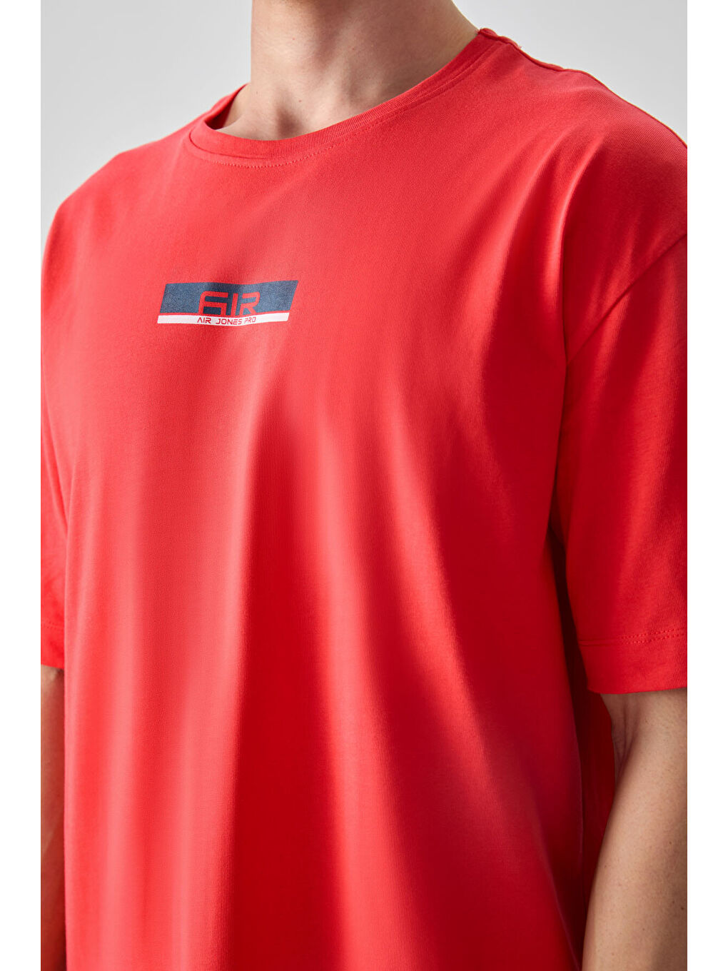 Kırmızı %100 Pamuk Kalın Yumuşak Dokulu Oversize Fit Baskılı Erkek Tişört - 88359-1