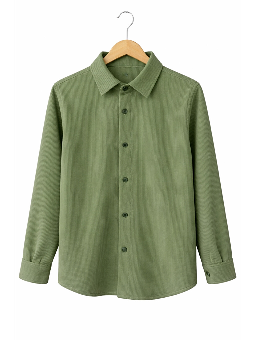 Yeşil Erkek Çocuk Modern Kesim Beyaz Polyester Basic Gömlek Ak8789-1