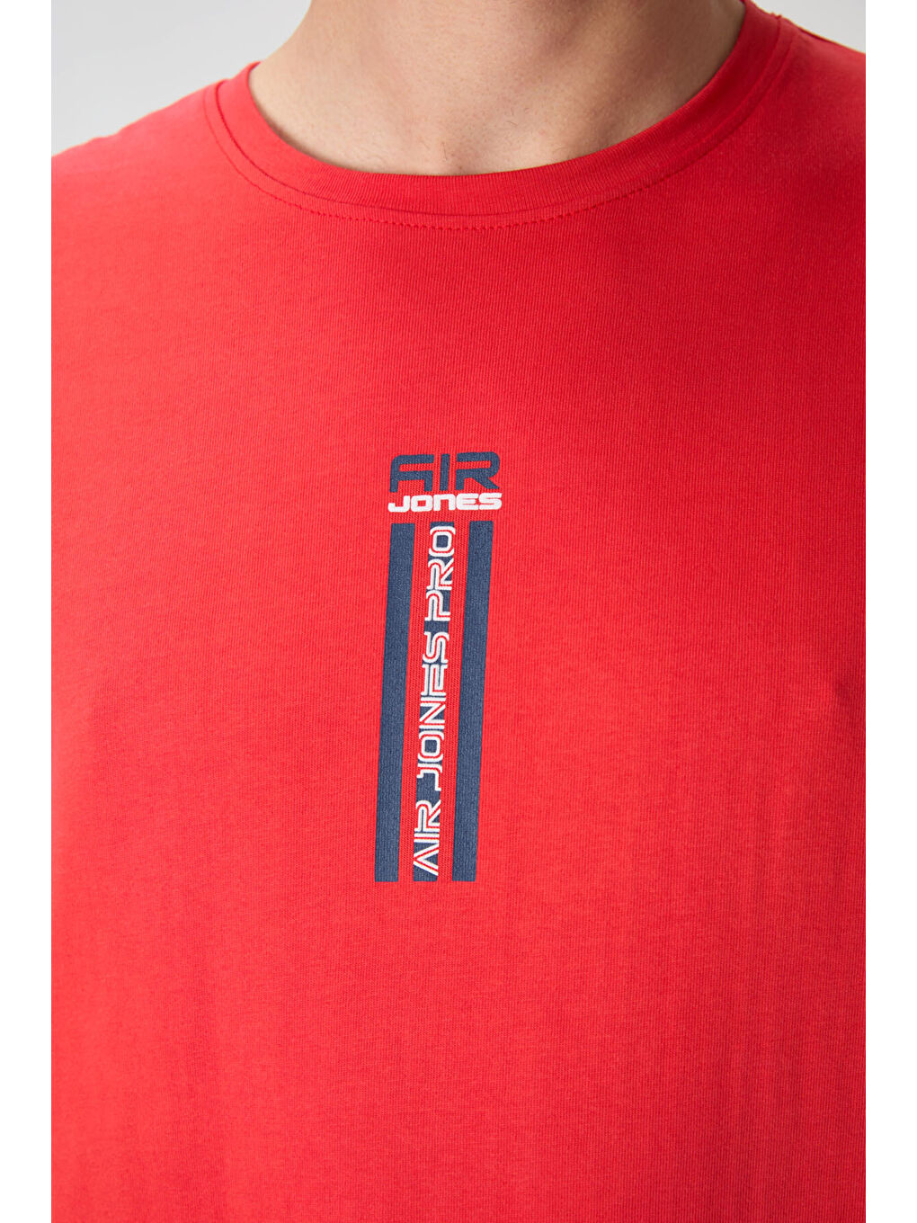 Kırmızı %100 Pamuk Kalın Yumuşak Dokulu  Fit Baskılı Erkek Tişört - 88360-1