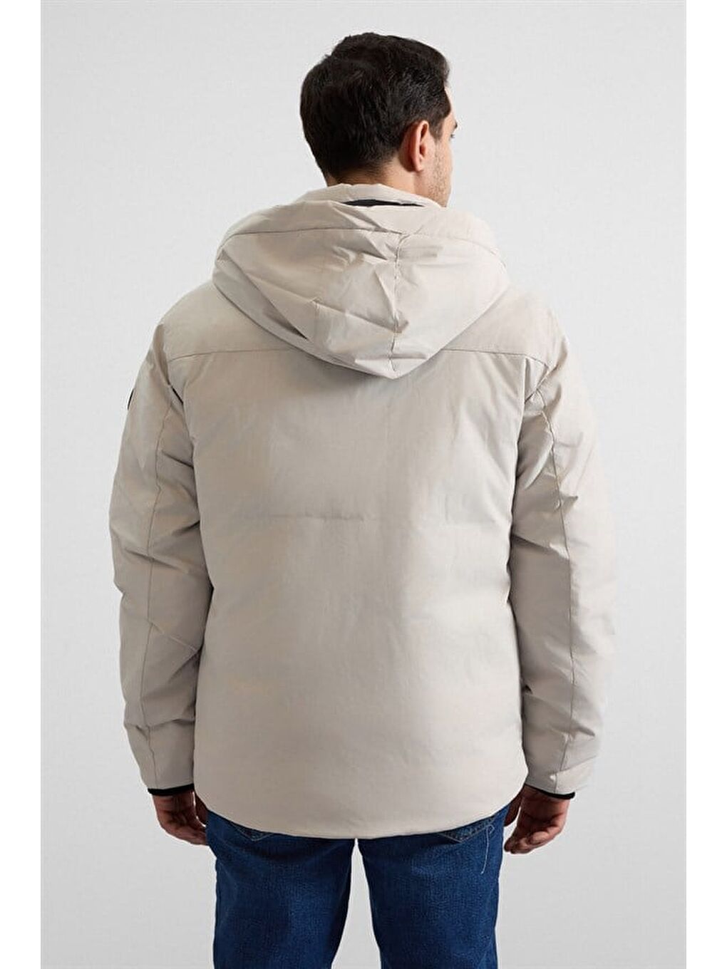 Gri Taş Slim Dik Yaka Düz Kapaklı Cep Fermuar Elyaf Dolgulu Standart Mont-6