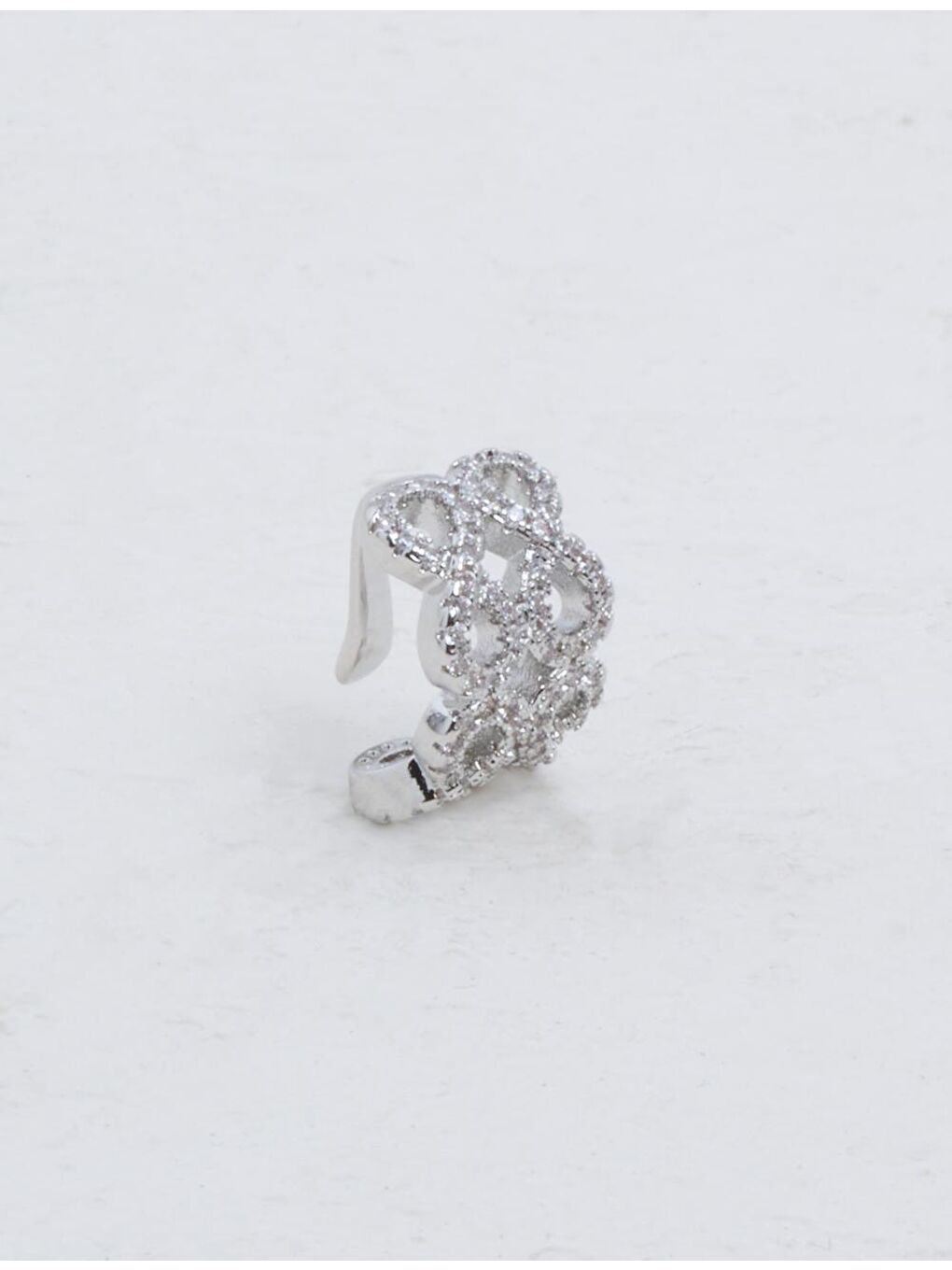 Gri Gümüş Sonsuzluk Figürlü Küpe