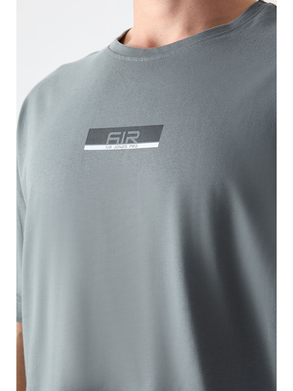 Haki %100 Pamuk Kalın Yumuşak Dokulu Oversize Fit Baskılı Erkek Tişört - 88359-2