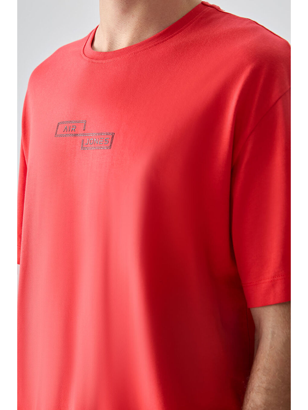 Kırmızı %100 Pamuk Kalın Yumuşak Dokulu Oversize Fit Baskılı Erkek Tişört - 88361-2