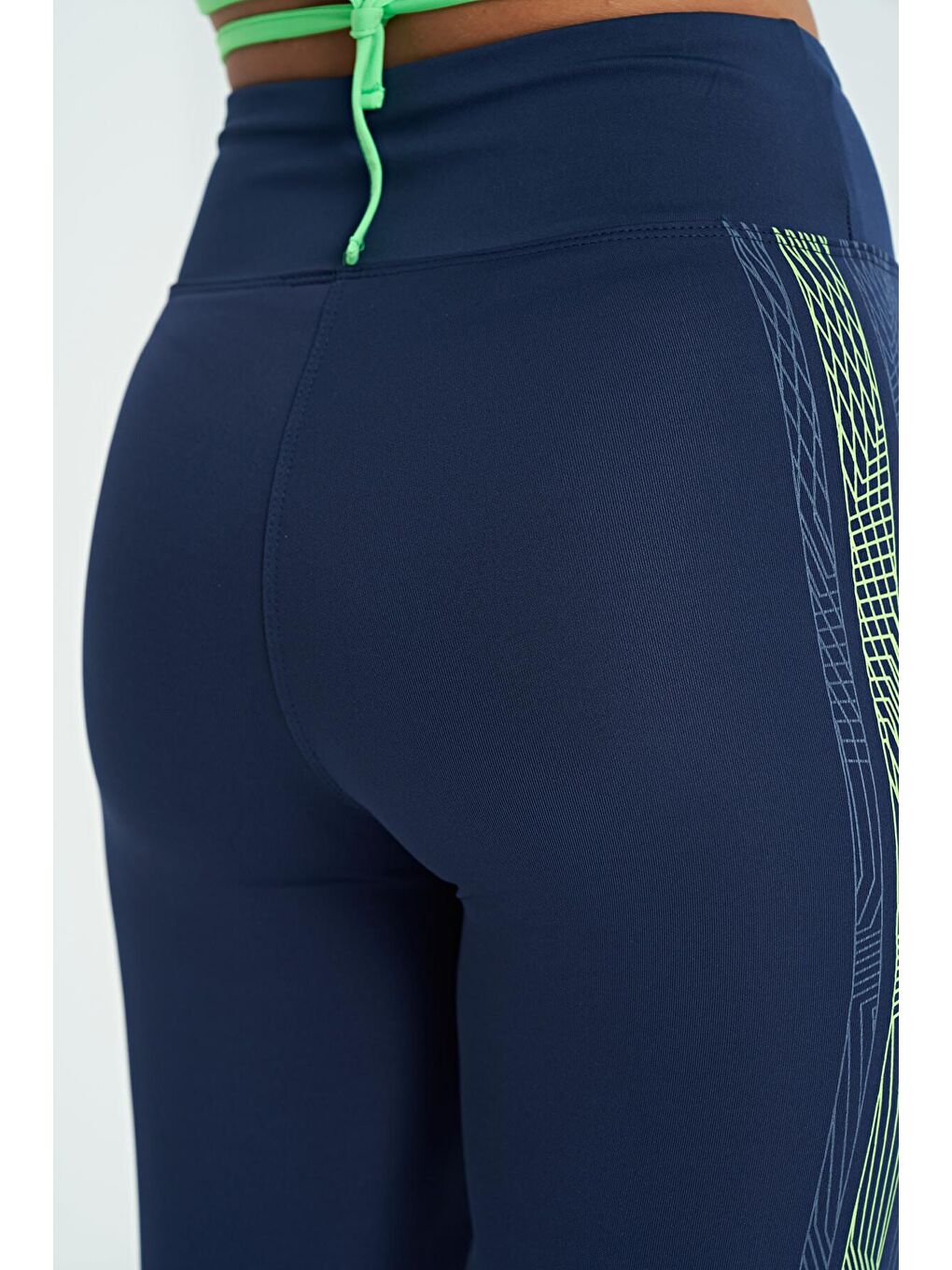 İndigo Baskı Detaylı Yüksek Bel Slim Fit Kadın Tayt - 94640-4