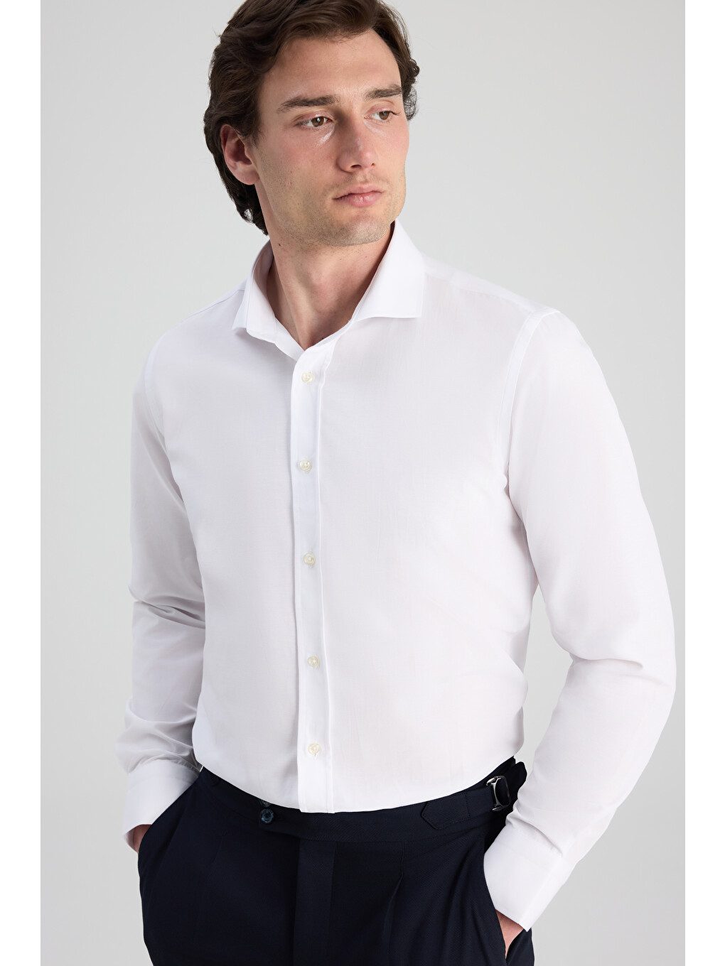 Slim Fit Beyaz Nano Care Gömlek-2