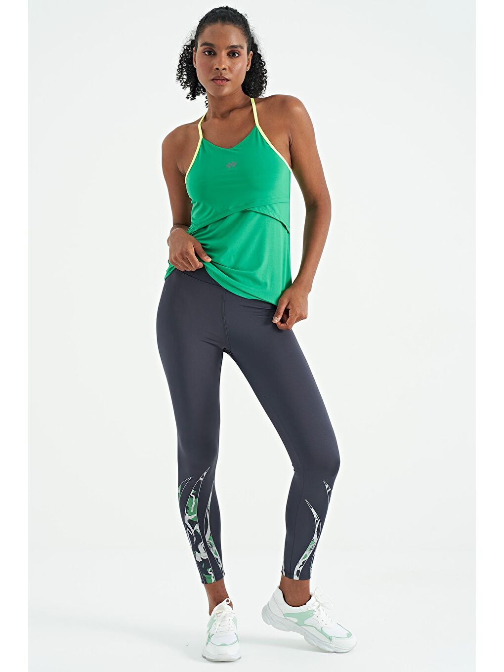 Antrasit Ön Arka Bilekleri Baskılı Yüksek Bel Slim Fit Kadın Tayt - 94634-1