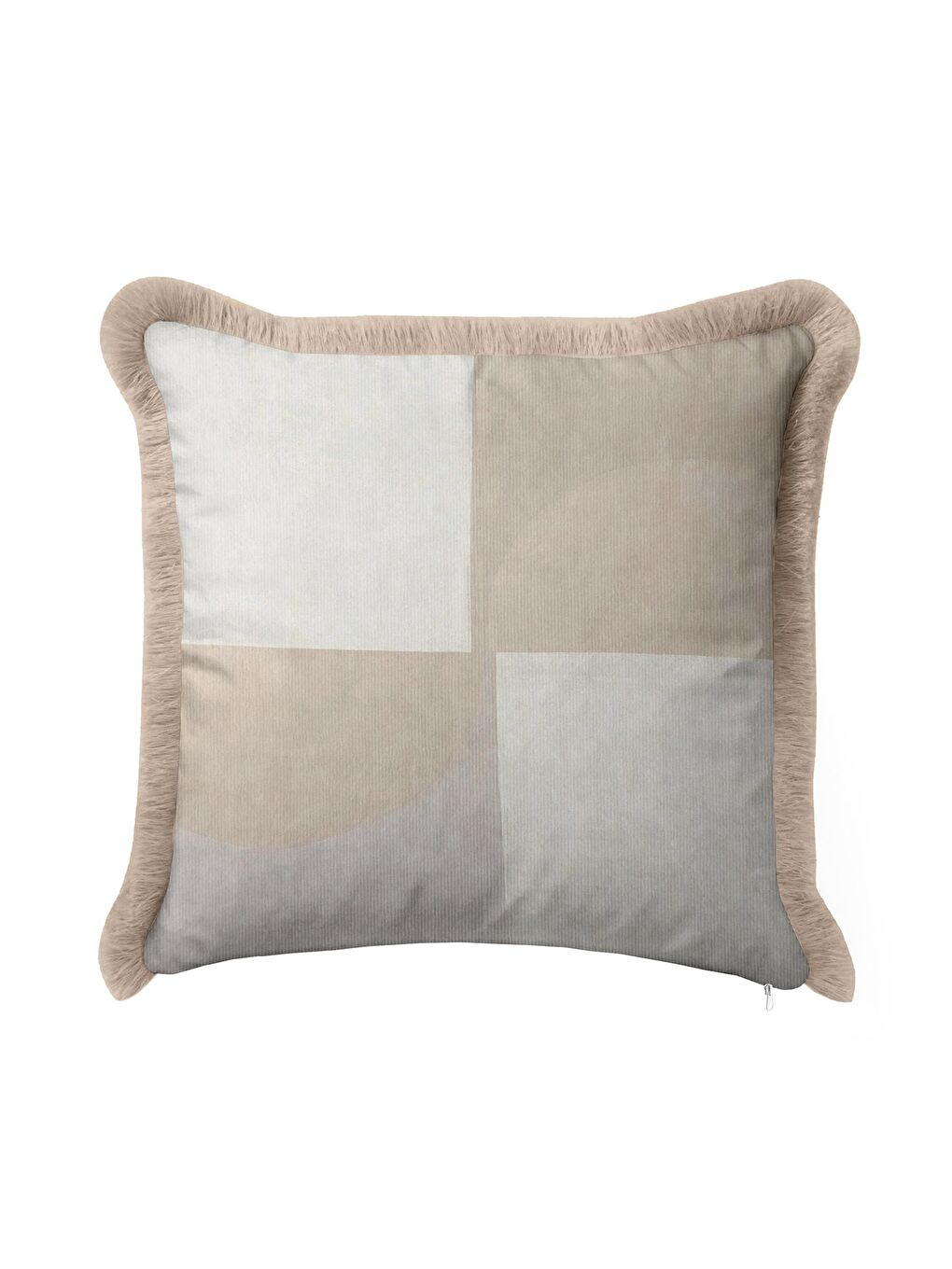 Karışık Zamansız Şıklık Saçaklı Yastık Kılıfı - Soft Minimal Modern Bej Gri Püsküllü Kırlent Kılıfı-3