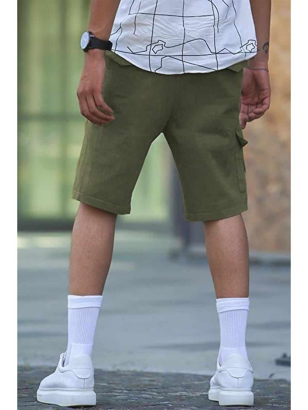 Haki Kargo Cep Erkek Kapri Şort 5737-1