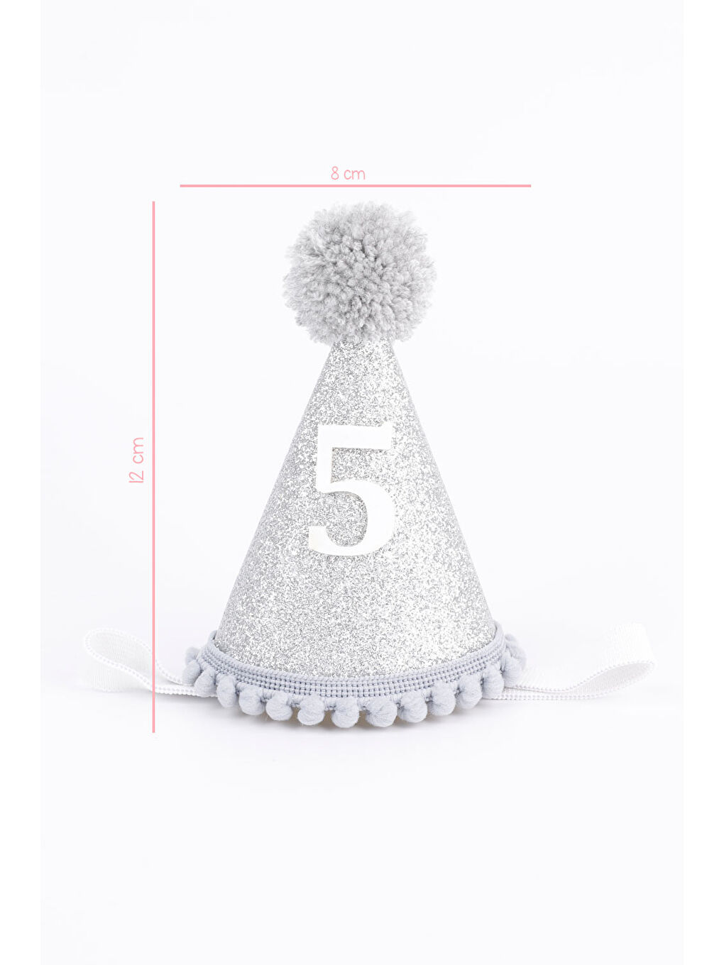 Mavi  5 Yaş Ponponlu Huni Doğum Günü Tacı-2