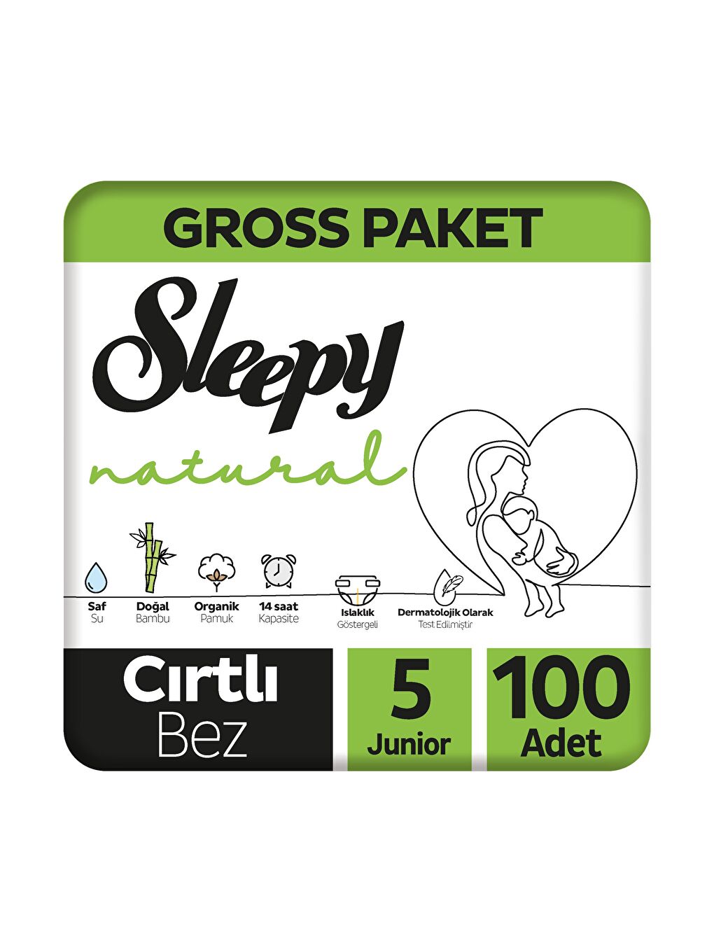 Natural Gross Paket Bebek Bezi 5 Numara Junior 100 Adet