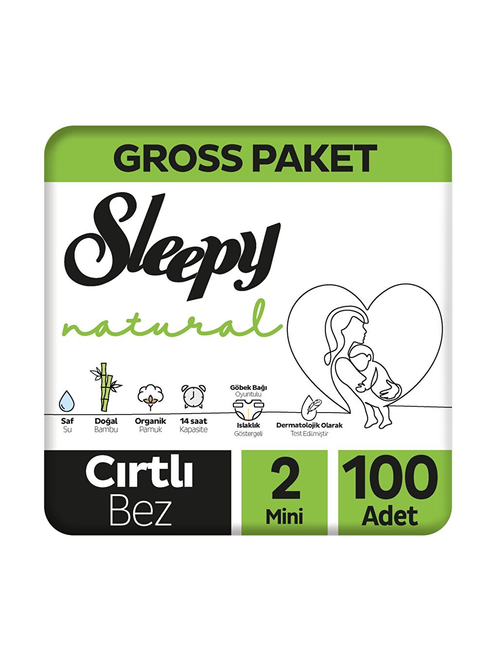 Natural Gross Paket Bebek Bezi 2 Numara Mini 100 Adet
