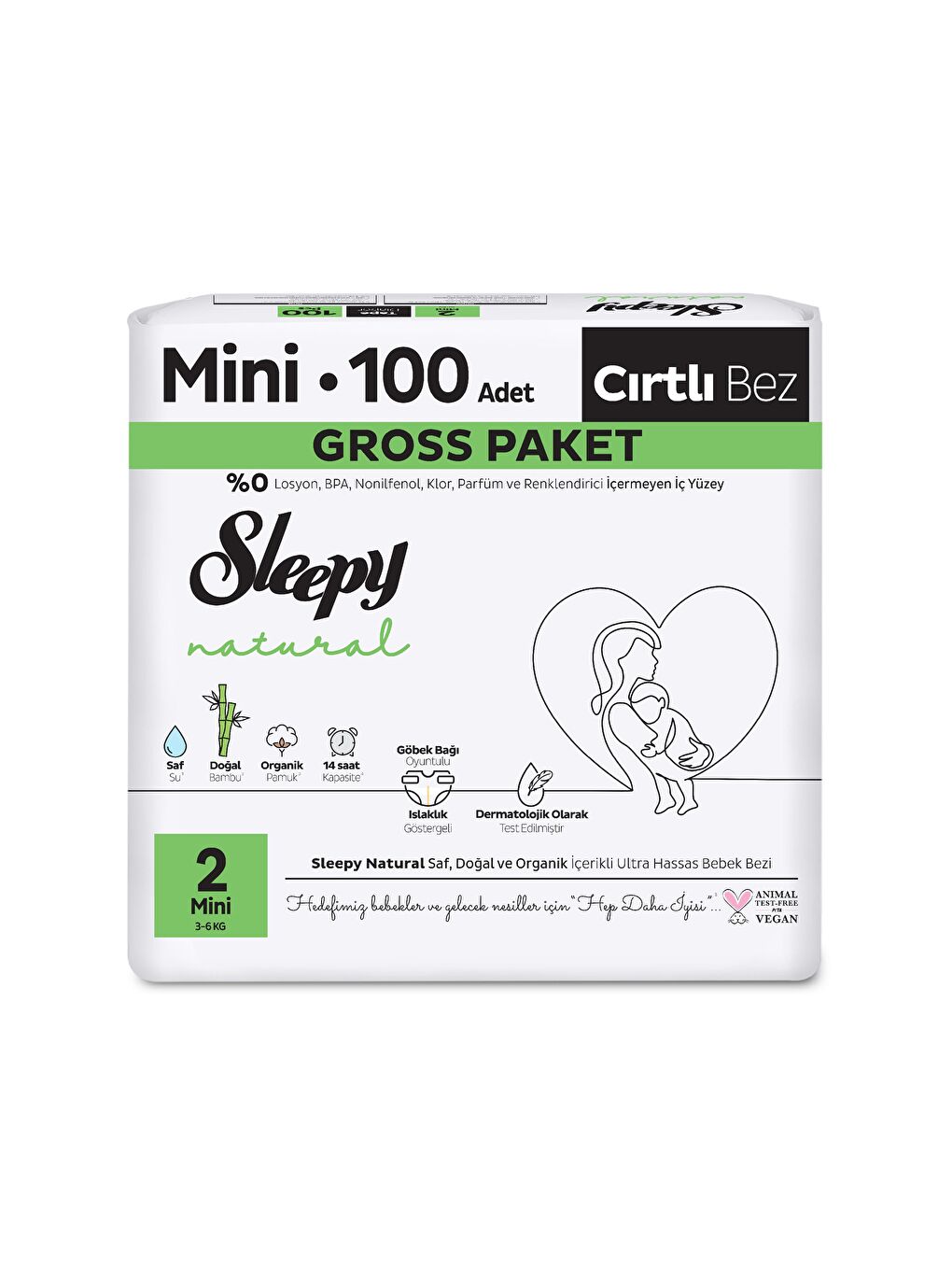 Natural Gross Paket Bebek Bezi 2 Numara Mini 100 Adet-1