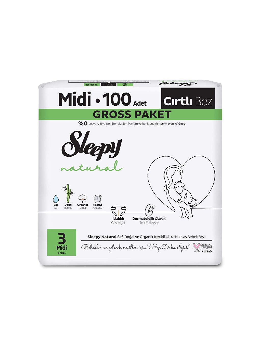 Natural Gross Paket Bebek Bezi 3 Numara Midi 100 Adet-1