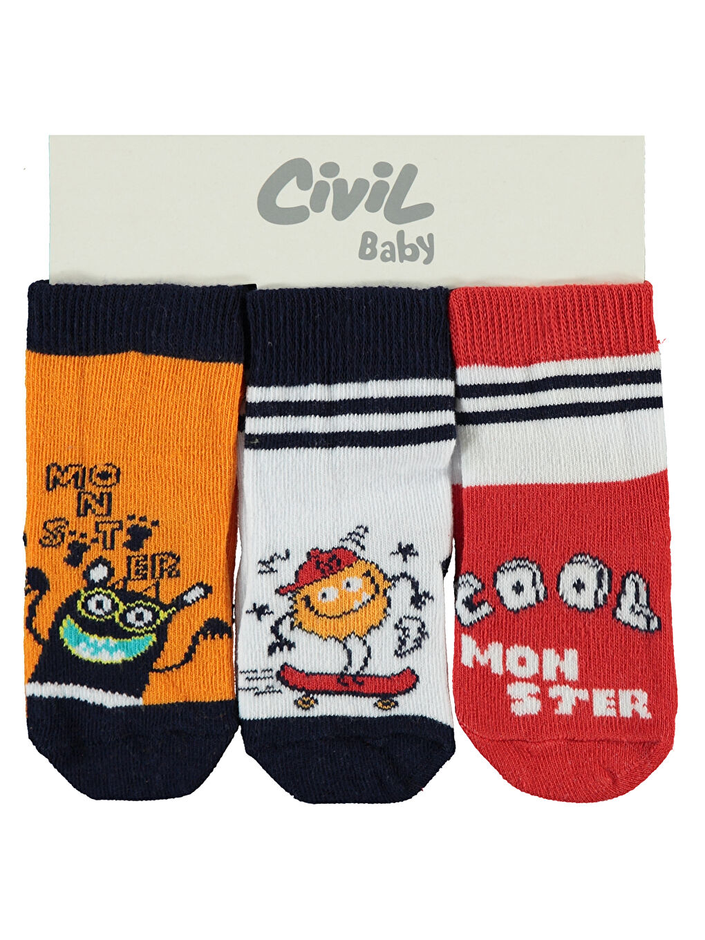 Baby Erkek Bebek 3'lü Çorap Set 6-18 Ay Lacivert-1