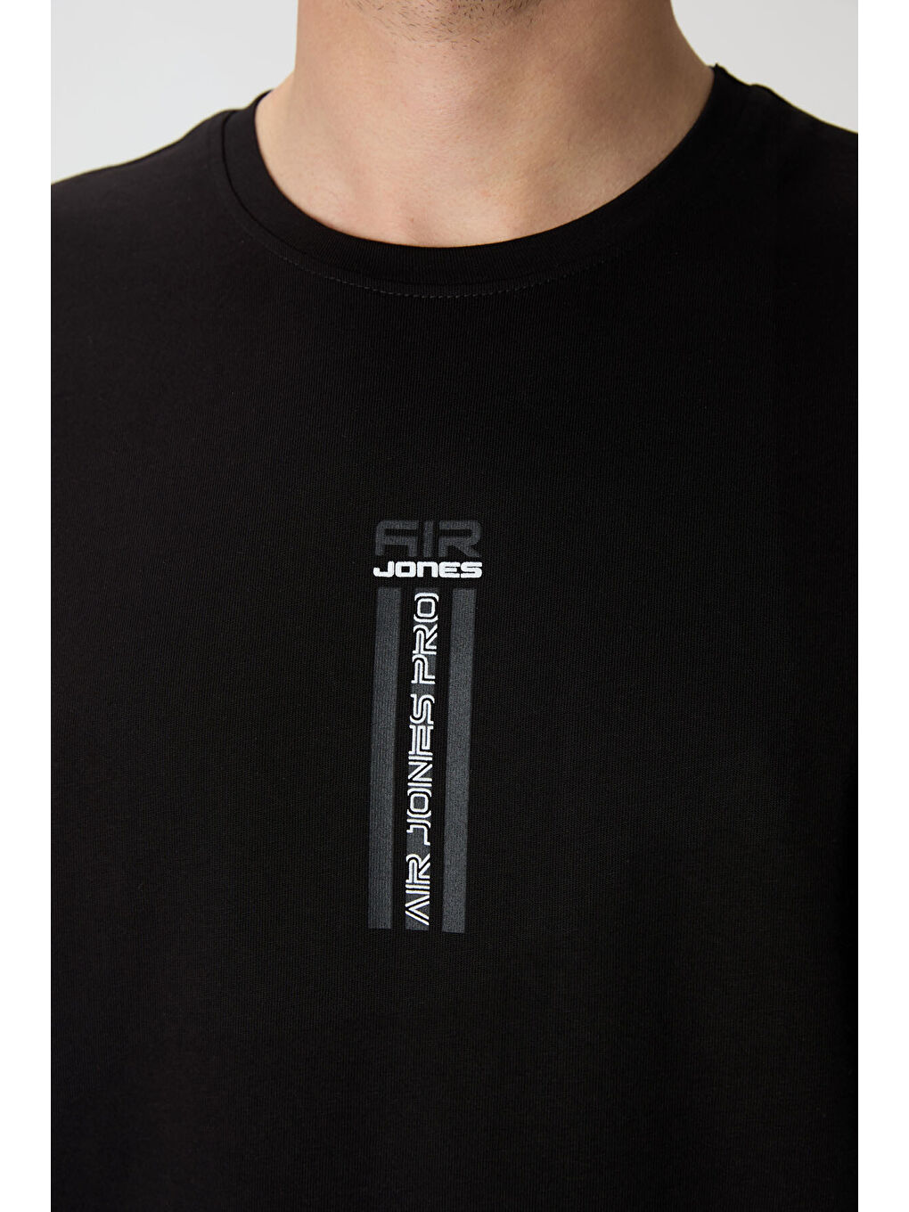 Siyah %100 Pamuk Kalın Yumuşak Dokulu  Fit Baskılı Erkek Tişört - 88360-2