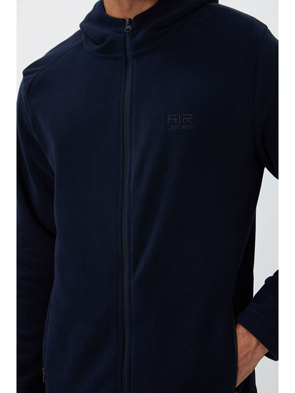 Connell Lacivert Rahat Kalıp Polar Erkek Fermuarlı Sweatshirt - 88313-1