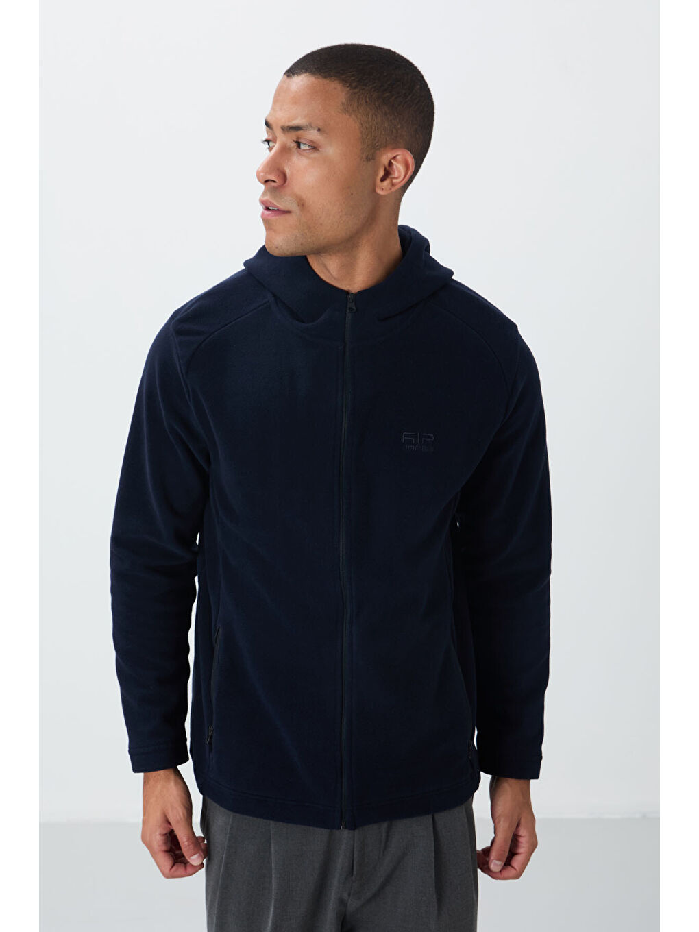 Connell Lacivert Rahat Kalıp Polar Erkek Fermuarlı Sweatshirt - 88313-3