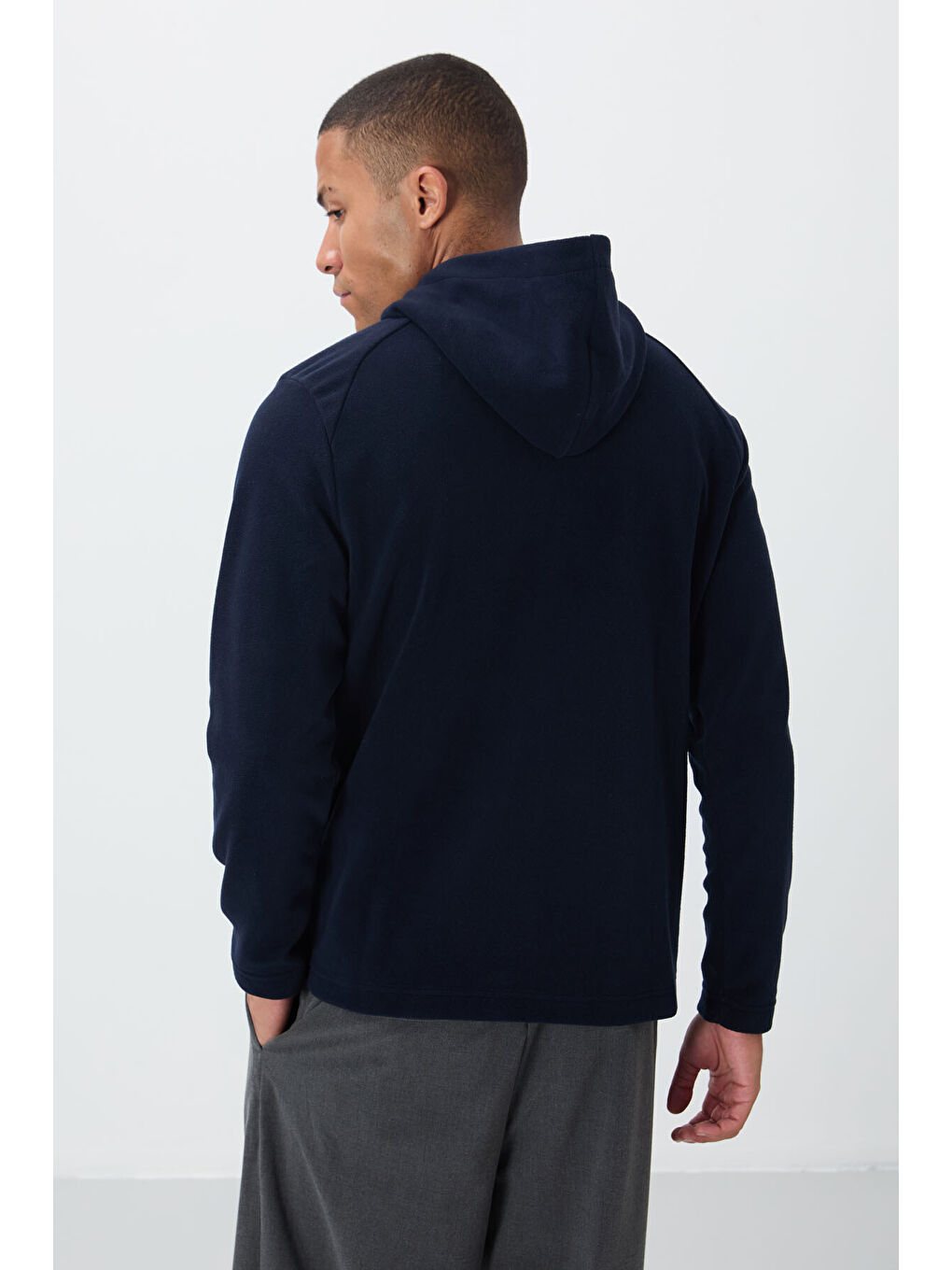 Connell Lacivert Rahat Kalıp Polar Erkek Fermuarlı Sweatshirt - 88313-4