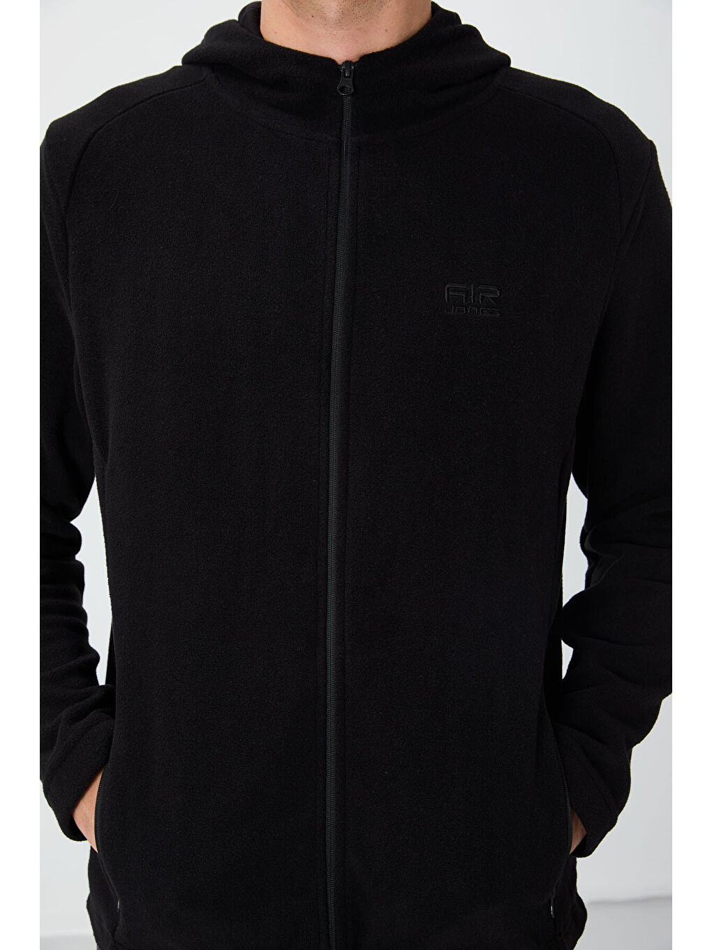 Connell Siyah Rahat Kalıp Polar Erkek Fermuarlı Sweatshirt Hırka-3