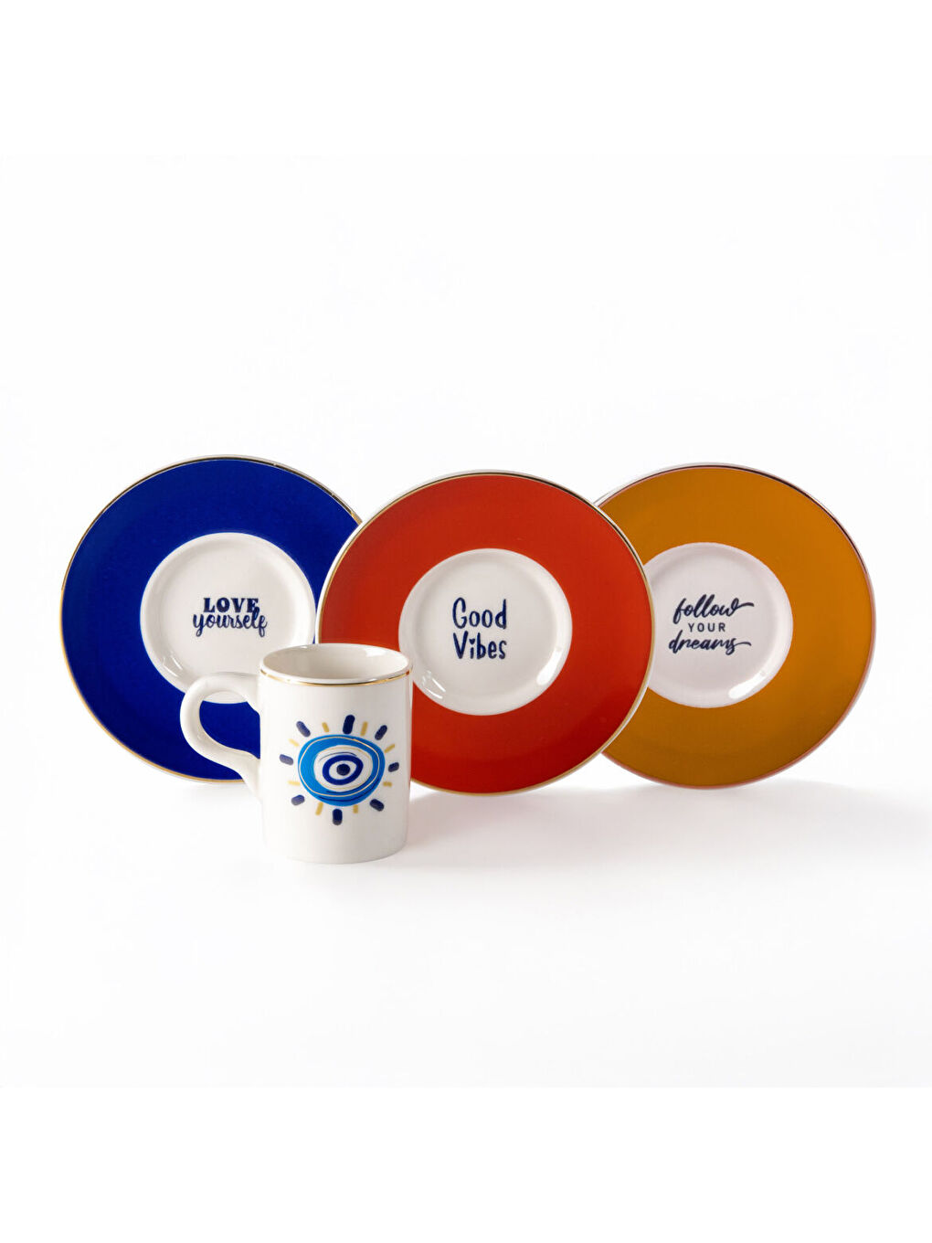 Ekru Camelia 12 Parça 6 Kişilik Kahve Takımı 6705 Nazar-1