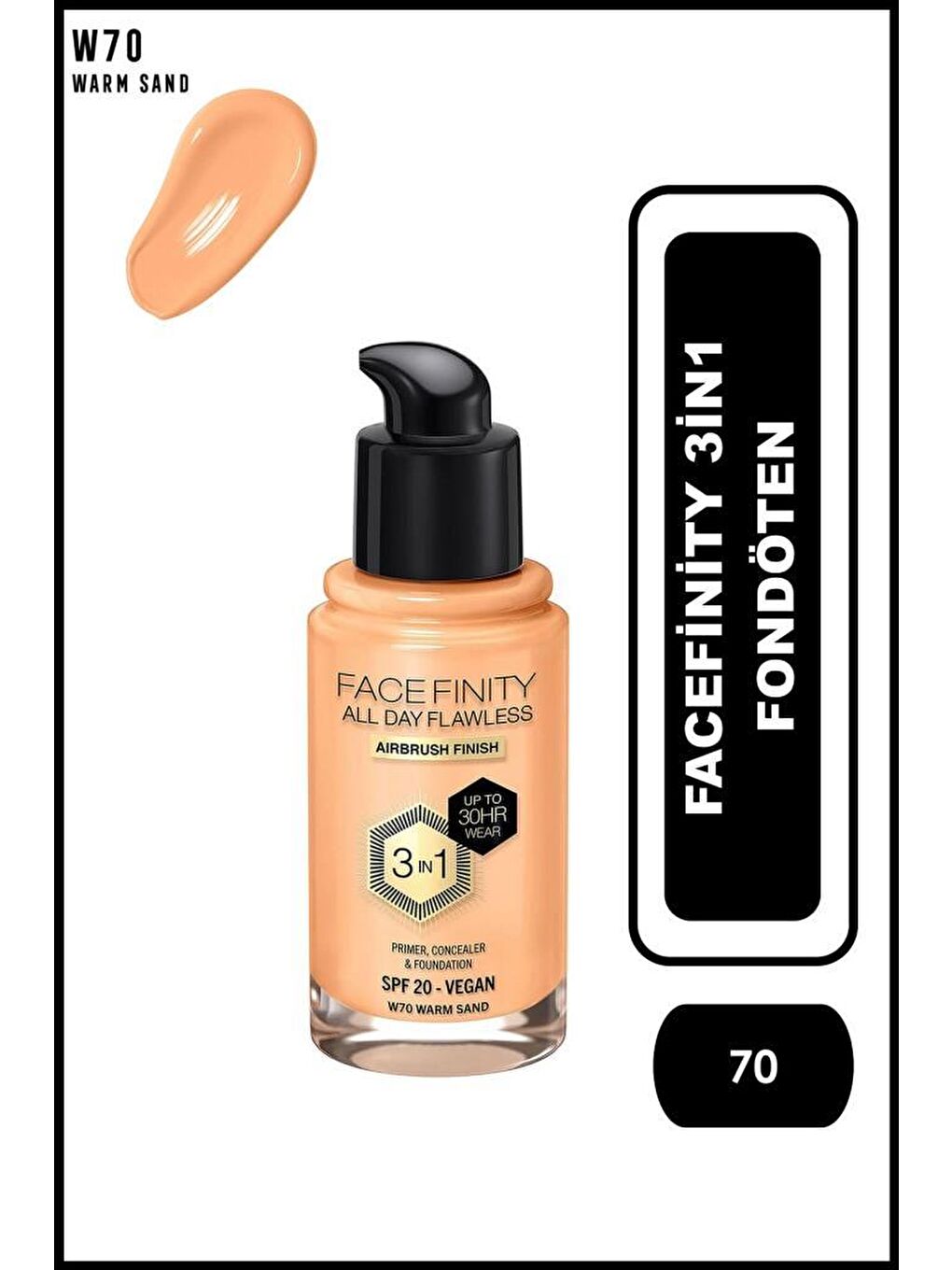 Facefinity 3İn1 Fondöten No: 70 Warm Sand