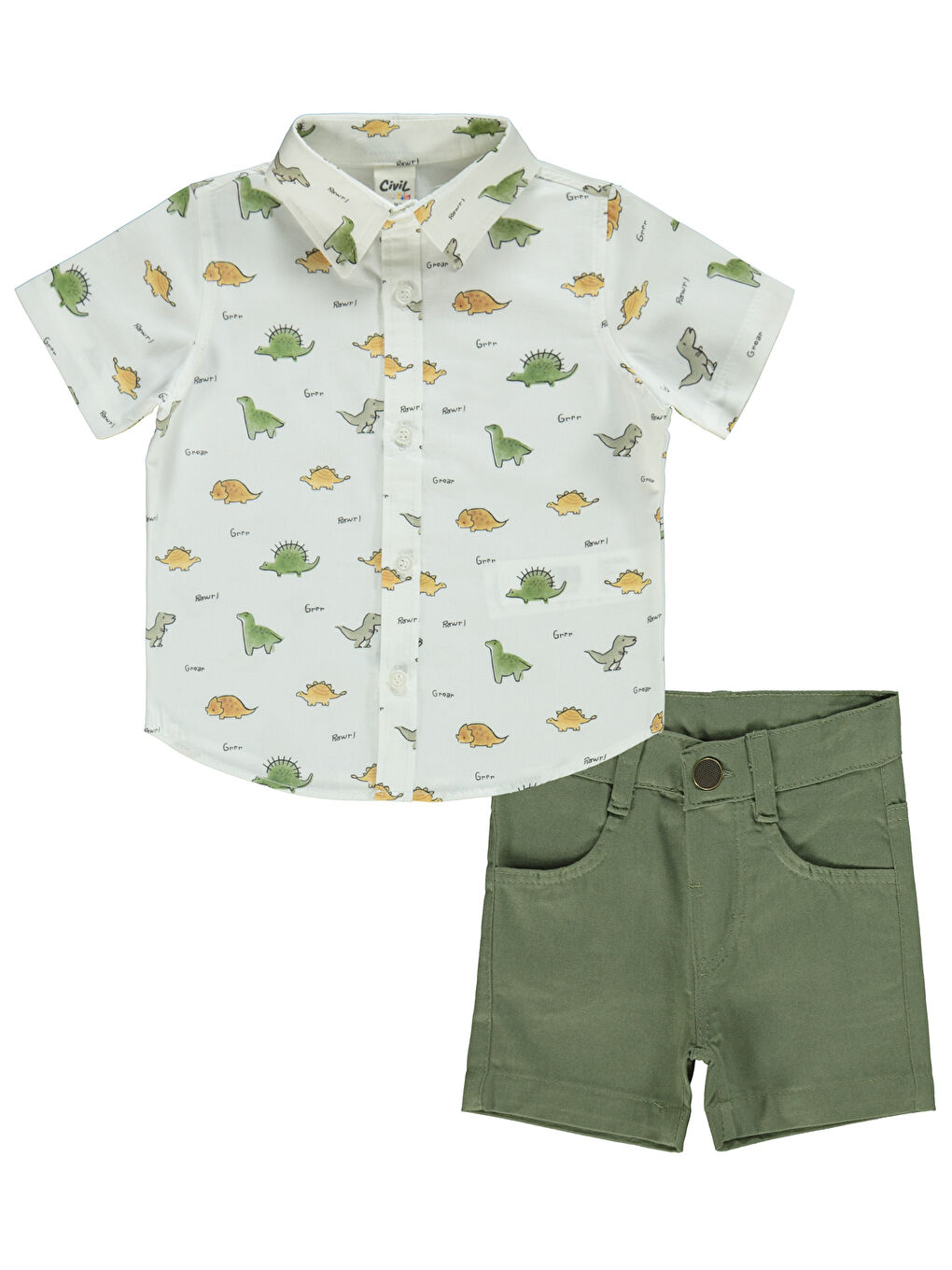 Baby Erkek Bebek Şortlu Takım 6-18 Ay Haki