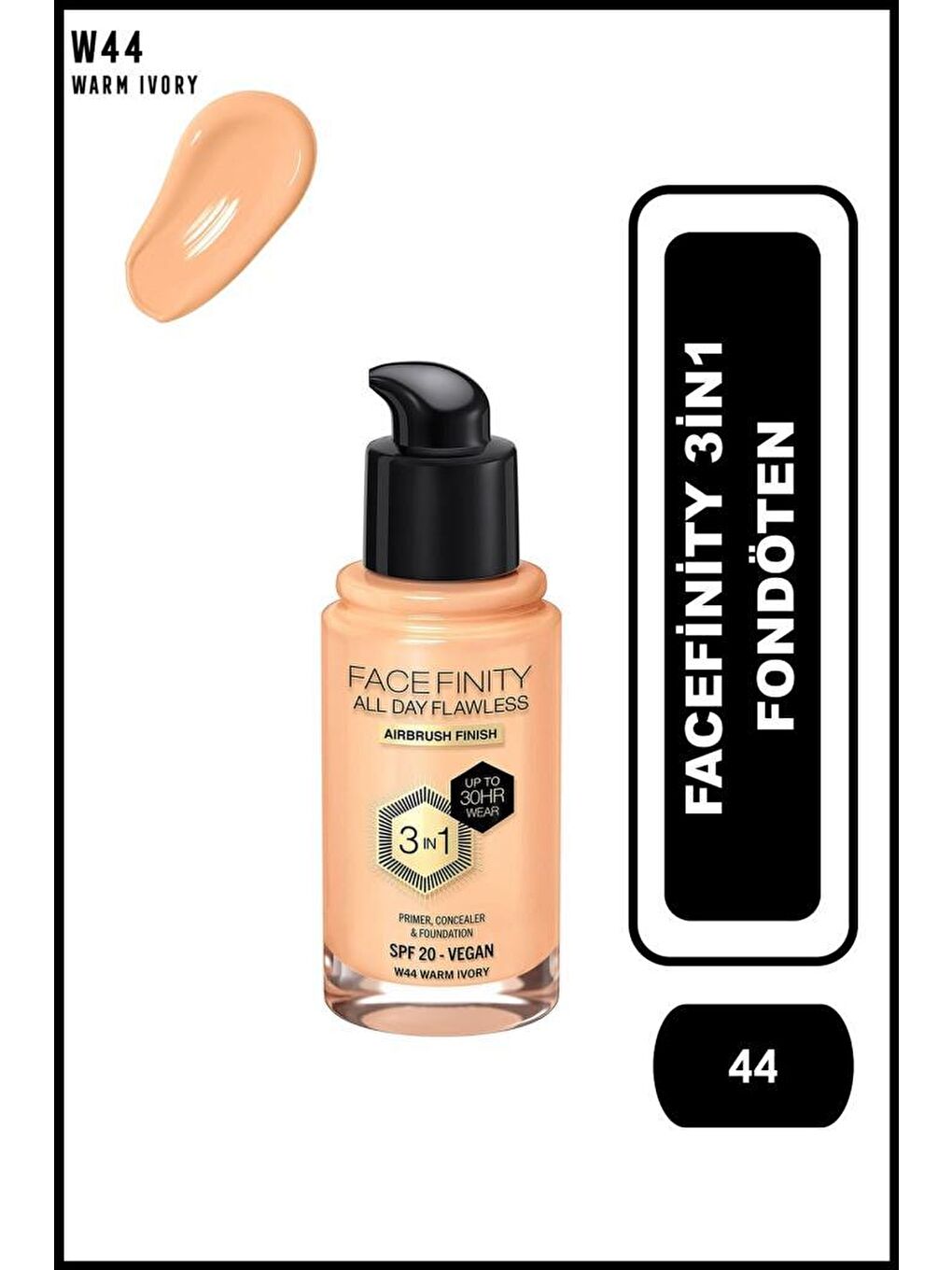 Facefinity 3İn1 Fondöten No: 44 Warm Ivory