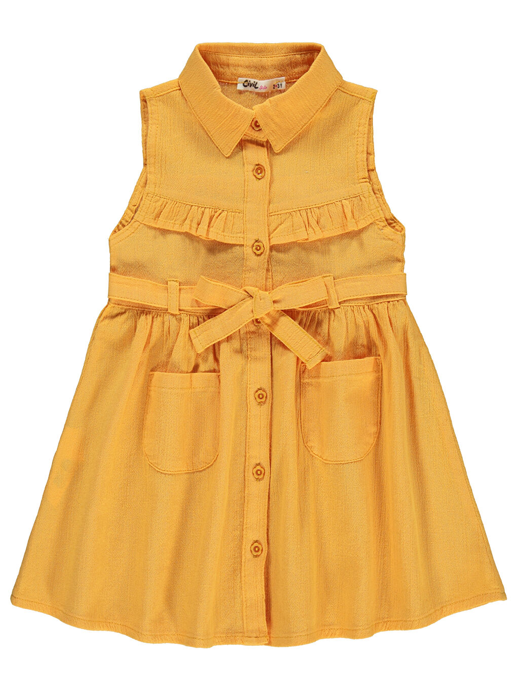 Kahverengi Girls Kız Çocuk Elbise 2-5 Yaş Hardal