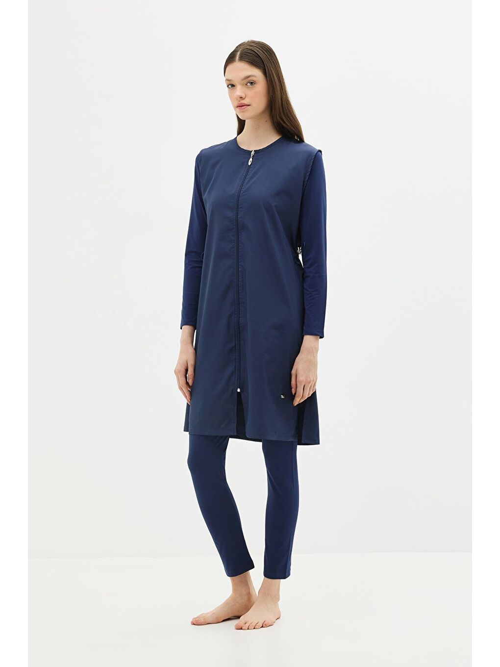 Uzun Tam Kapalı Tesettür Mayo C13075 Koyu Lacivert