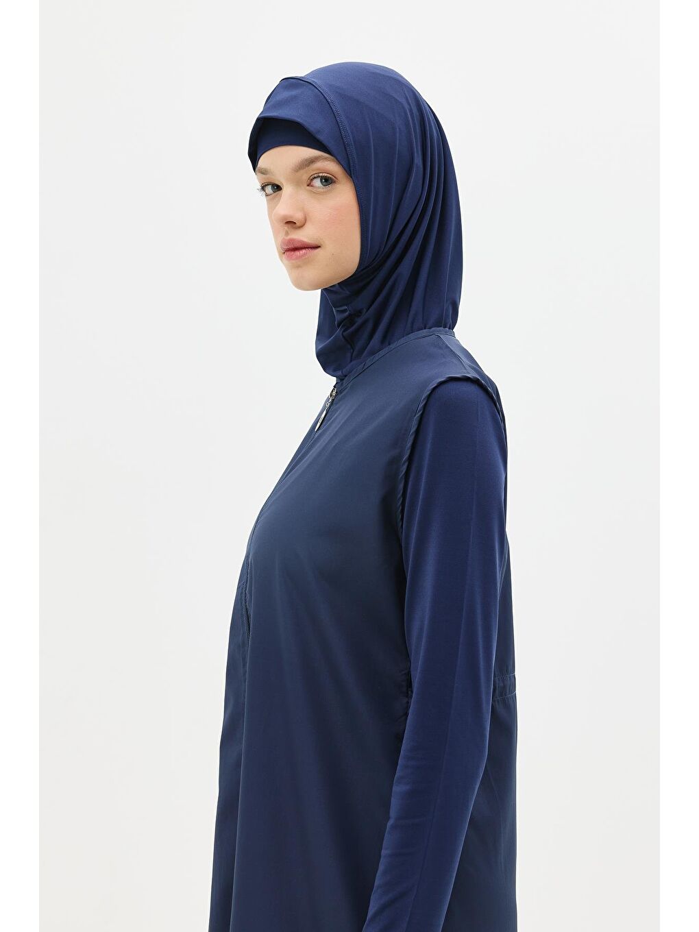Uzun Tam Kapalı Tesettür Mayo C13075 Koyu Lacivert-1