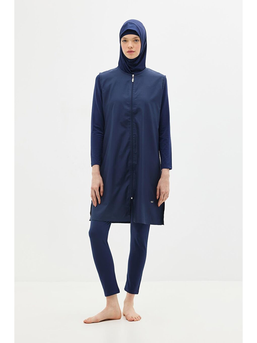 Uzun Tam Kapalı Tesettür Mayo C13075 Koyu Lacivert-2