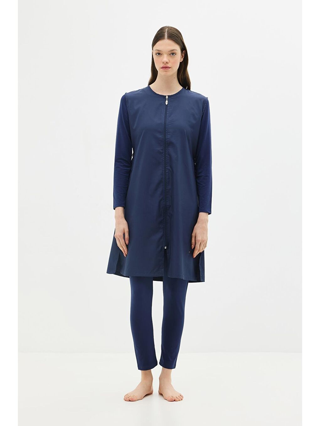 Uzun Tam Kapalı Tesettür Mayo C13075 Koyu Lacivert-8