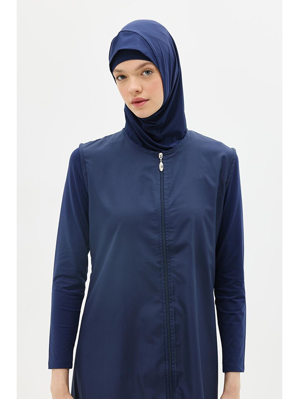 Uzun Tam Kapalı Tesettür Mayo C13075 Koyu Lacivert-9