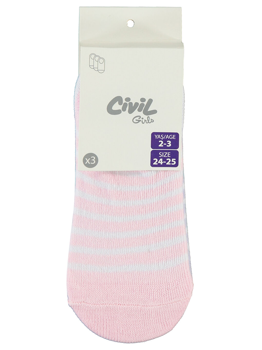 Girls Kız Çocuk 3'lü Babet Çorap 2-12 Yaş Lila-1