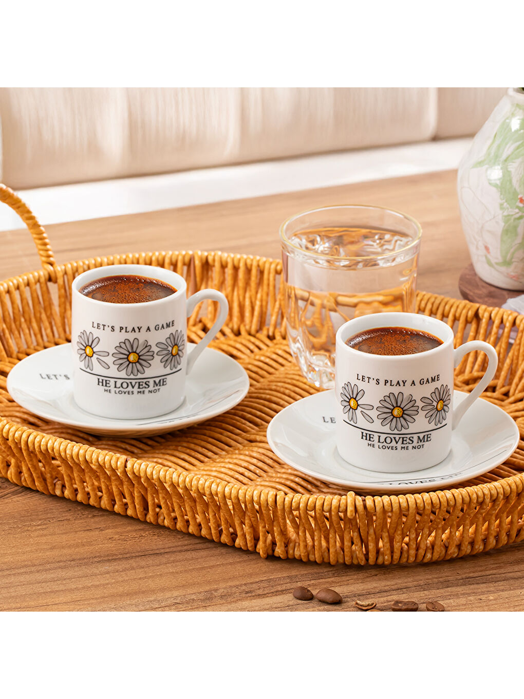 Beyaz 07 Porselen 12 Parça 6 Kişilik Türk Kahve Fincan Takımı 90 ml