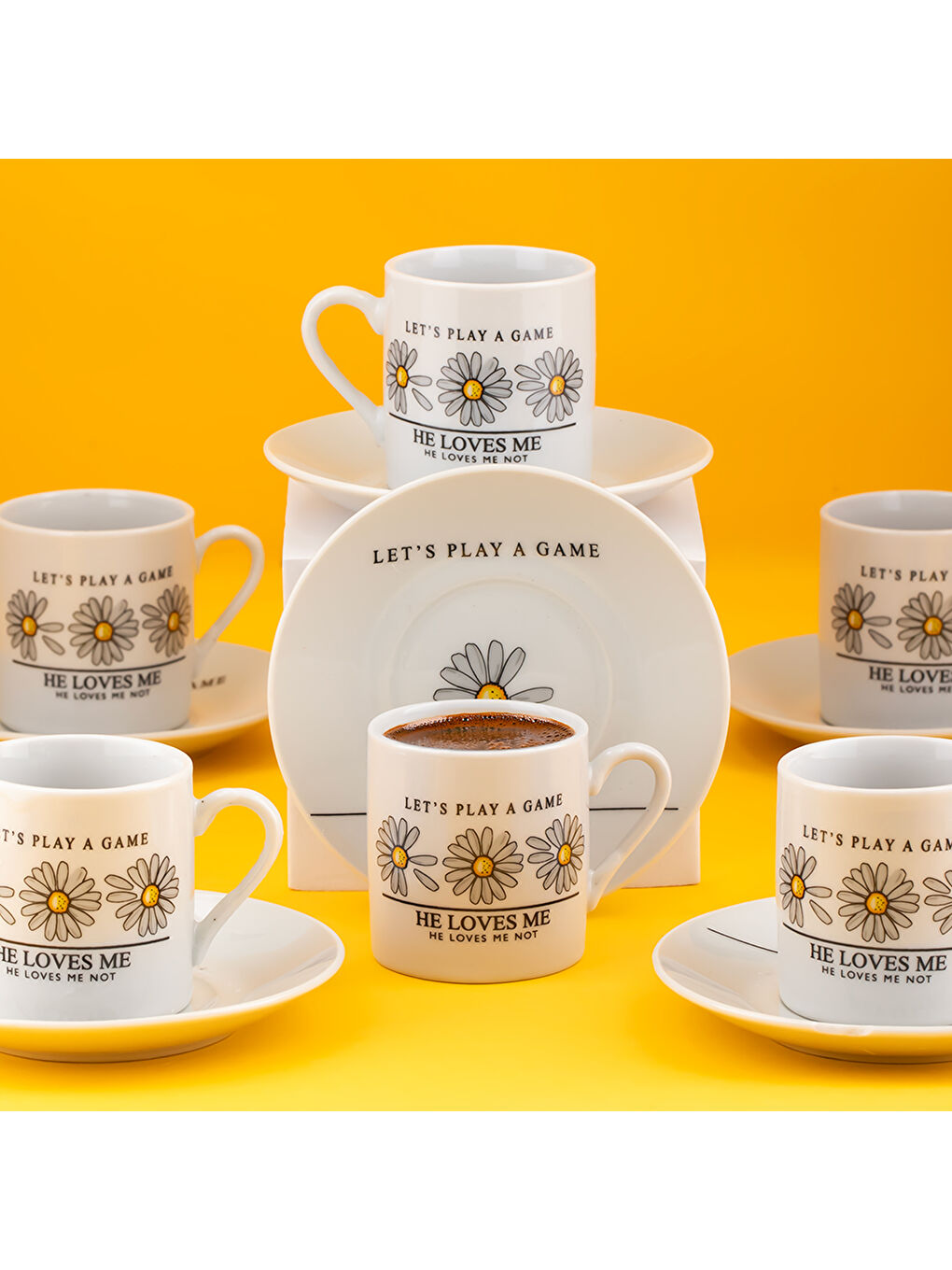 Beyaz 07 Porselen 12 Parça 6 Kişilik Türk Kahve Fincan Takımı 90 ml-1