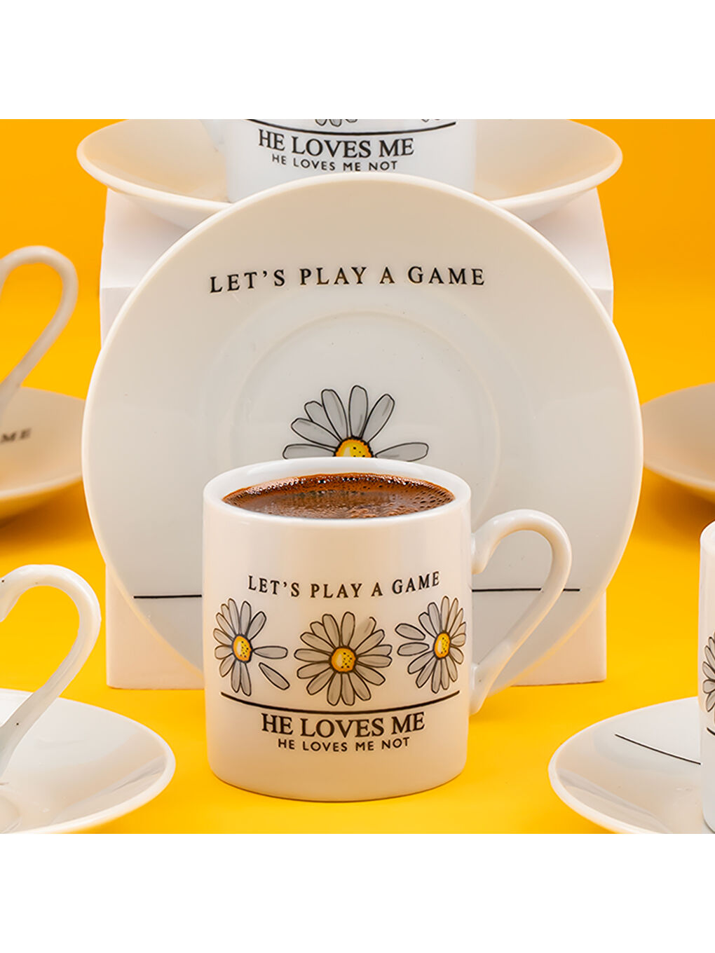 Beyaz 07 Porselen 12 Parça 6 Kişilik Türk Kahve Fincan Takımı 90 ml-2