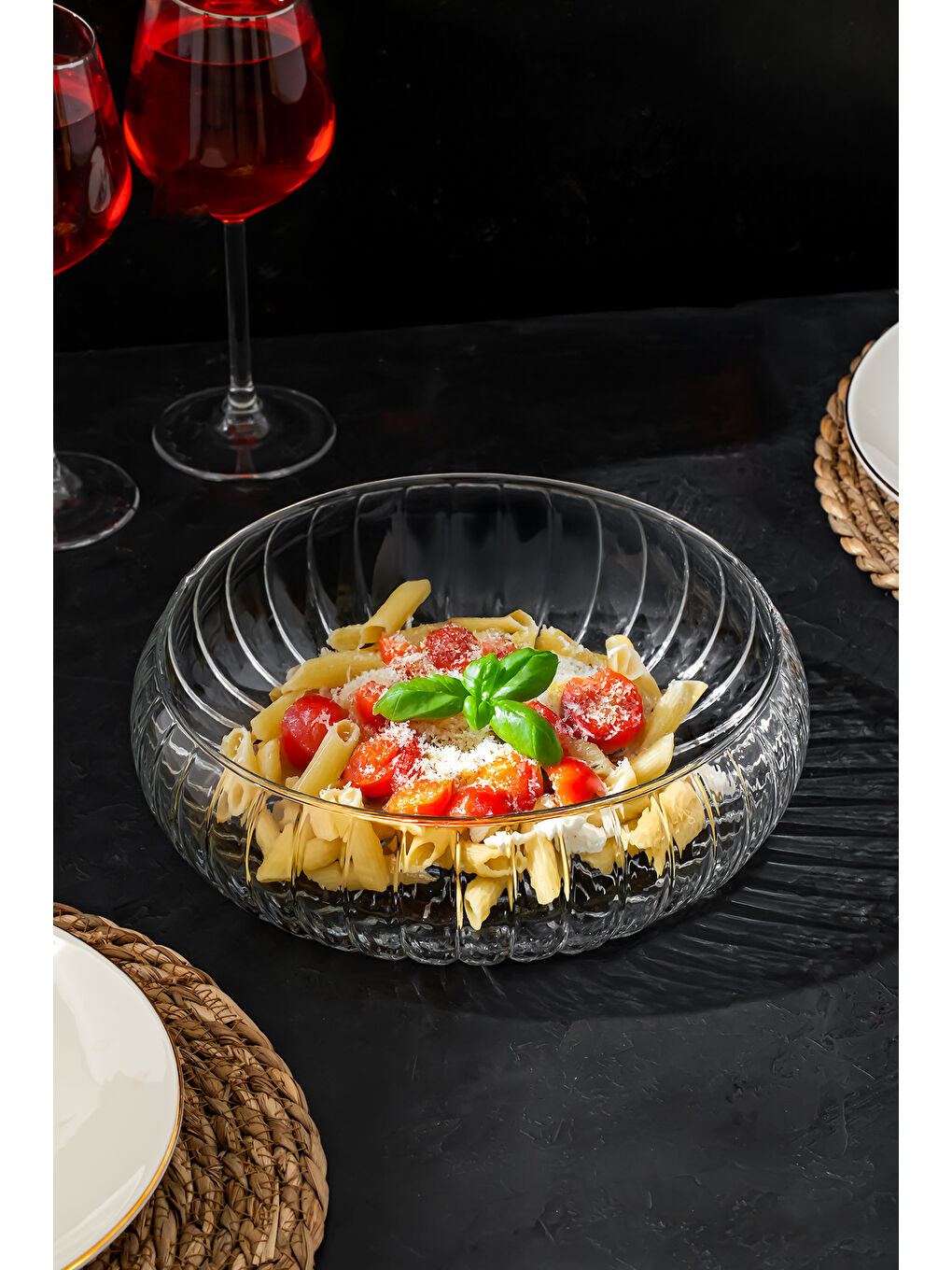 Renksiz RYG7045 El Yapımı Büyük Boy Cam Salata Kasesi Şeffaf 23 cm-2