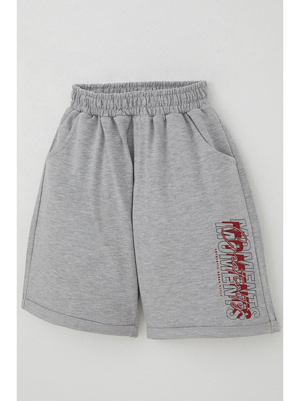 Kırmızı Erkek Çocuk Şortlu Takım Yazı Baskılı Beli Lastikli Narçiçeği (8-14 Yaş)-9