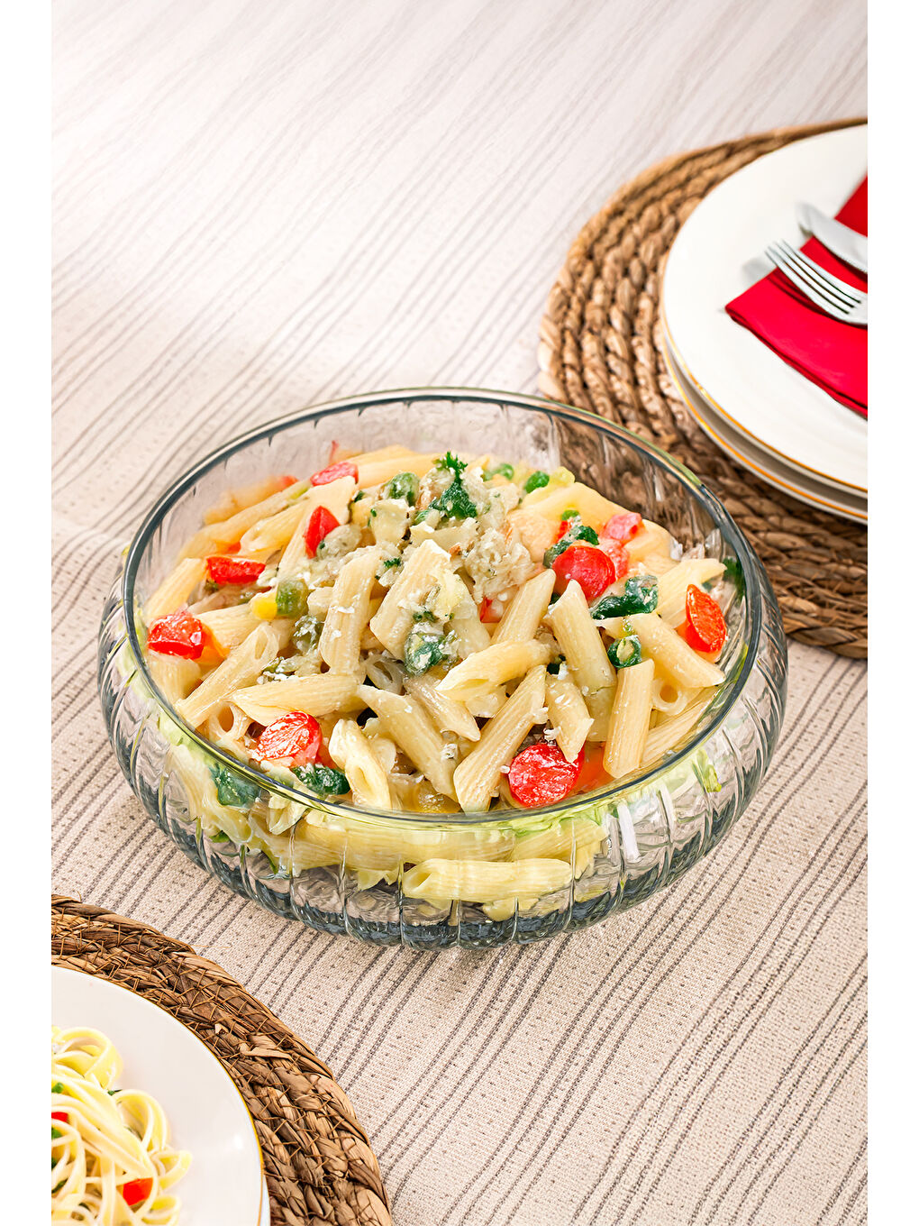 Renksiz RYG7045 El Yapımı Büyük Boy Cam Salata Kasesi Şeffaf 23 cm-4