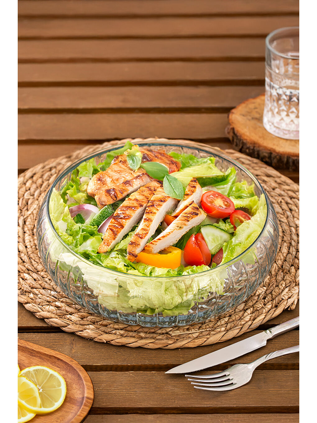 Renksiz RYG7045 El Yapımı Büyük Boy Cam Salata Kasesi Şeffaf 23 cm-9