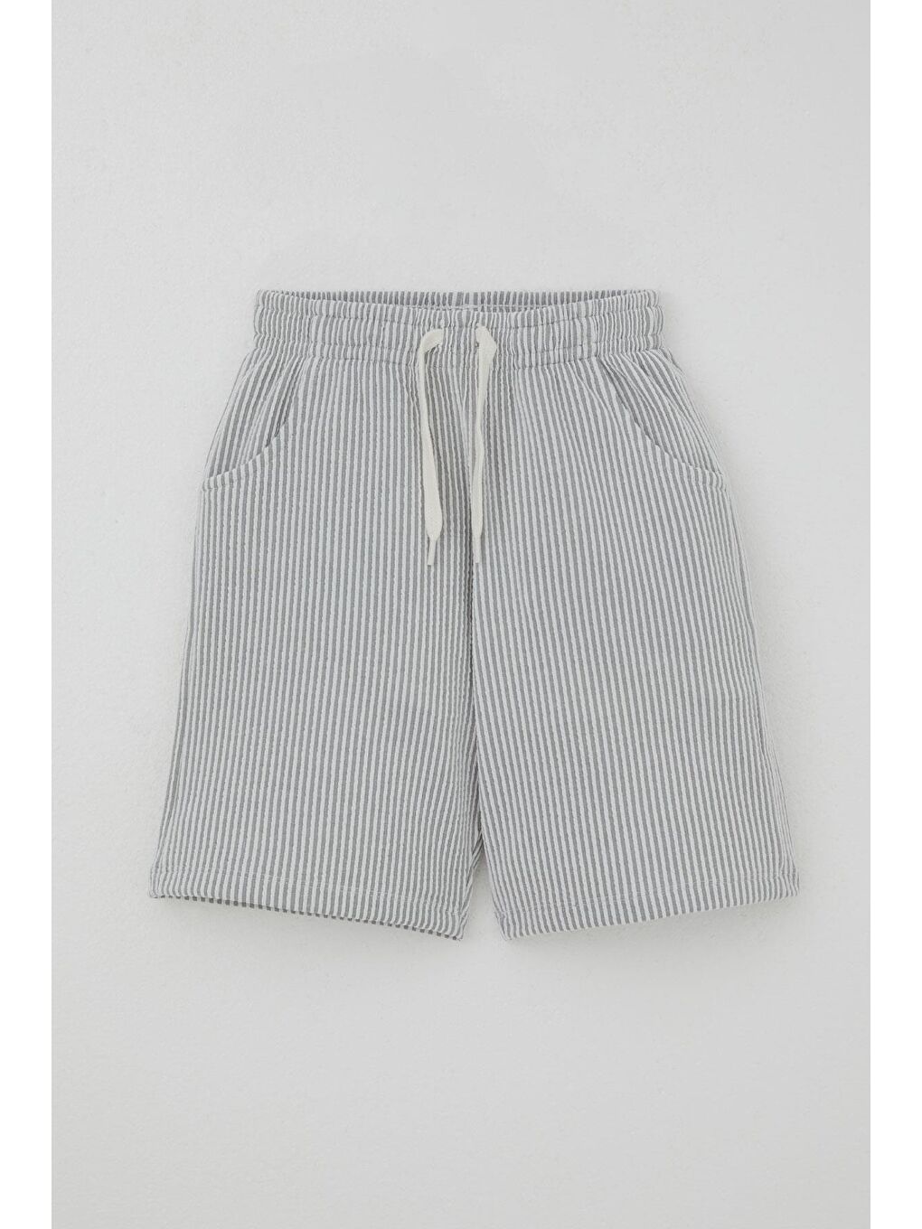 Erkek Çocuk Şortlu Takım Sıfır Kollu Yazı Baskılı Bağcık Aksesuarlı Beyaz (8-14 Yaş)-6