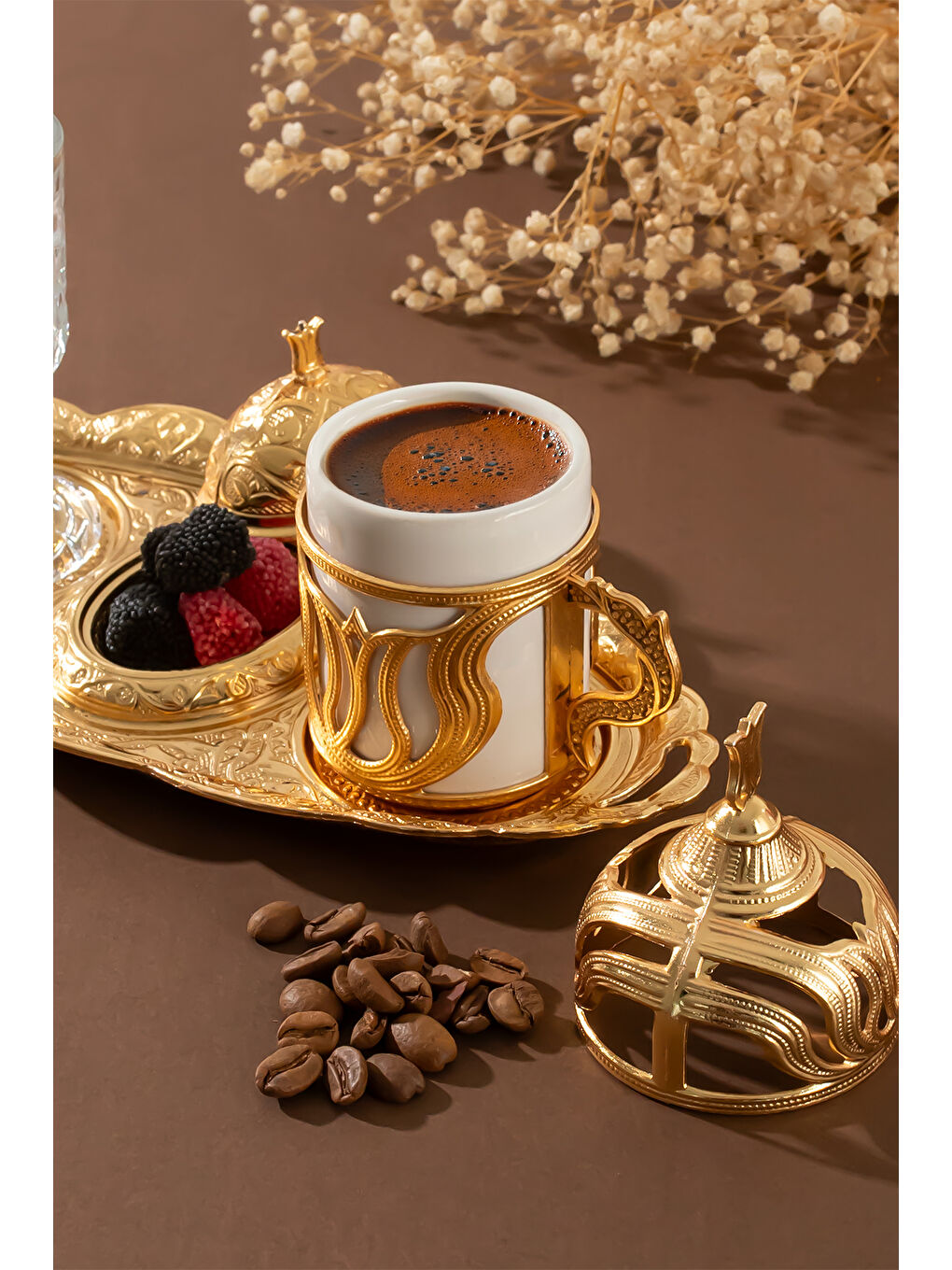 Sarı 005 Tepsili Altın Fincan Takımı 80 ml