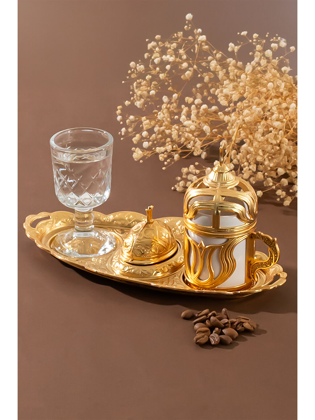 Sarı 005 Tepsili Altın Fincan Takımı 80 ml-1