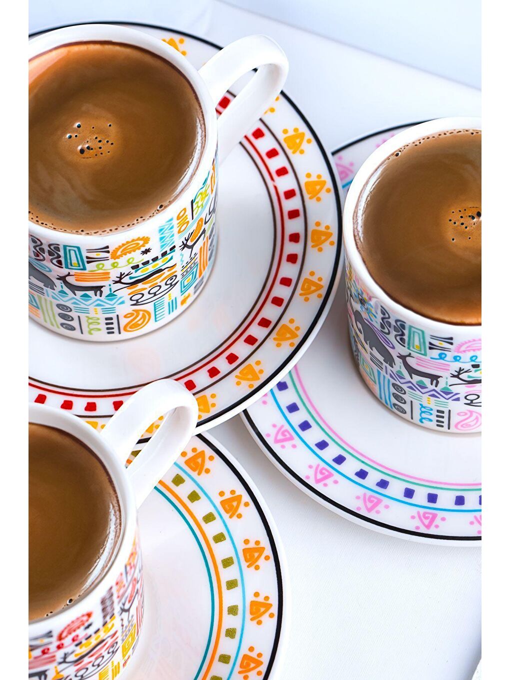 Karışık TE-207 Natura Fincan Takımı-Desenli Porselen Türk Kahve Fincan Takımı-6 Kişilik 90 cc-2